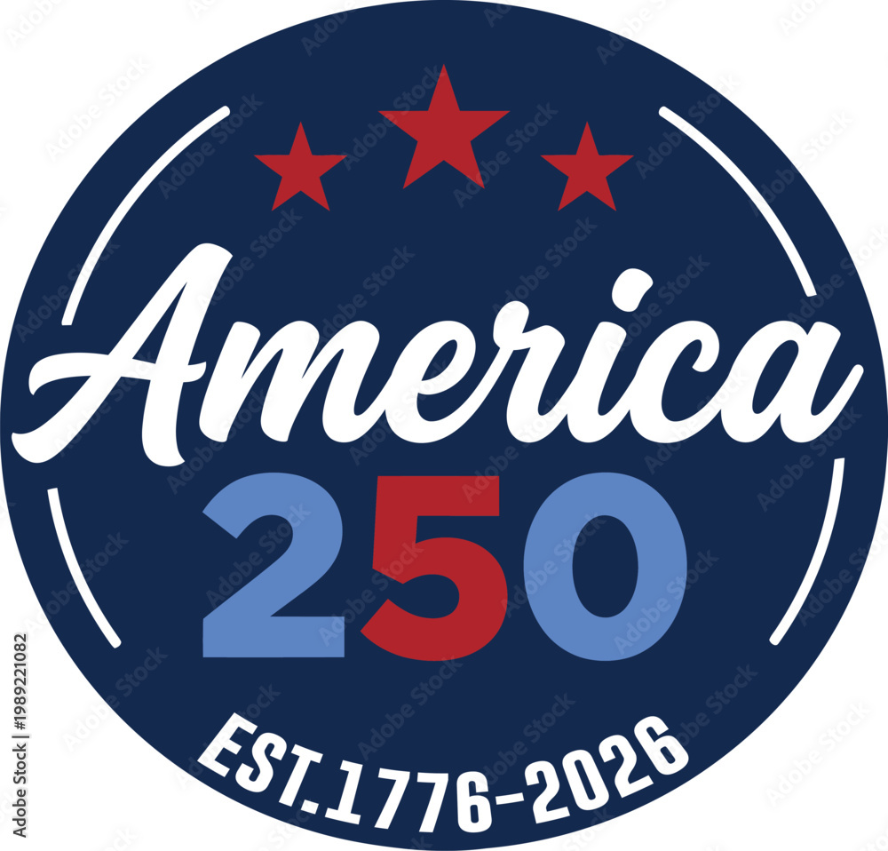 Obraz premium America 250 logo with stars on isolated white background for 17762026 celebration
