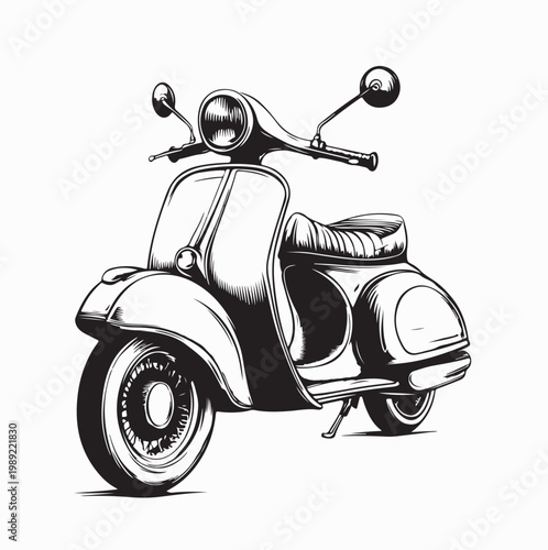 Classic Vintage Italian Scooter Vector Illustration in Retro Style