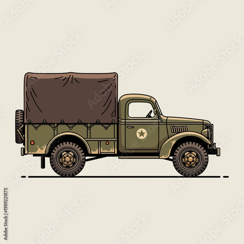 Vintage Military Truck Illustration
