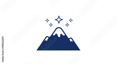 Mountain Icon With Snow Star.