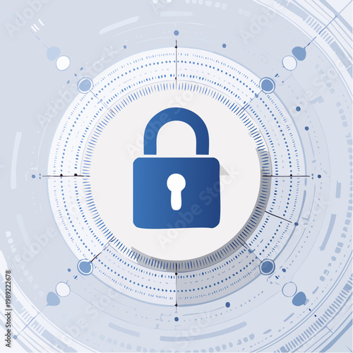 Digital cyber security padlock on technical background illustration