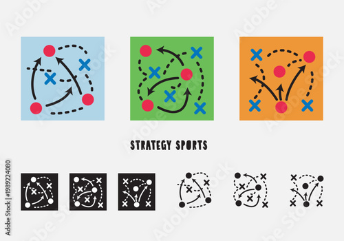 Sports tactics movement board with Player Movement Vector Illustration.