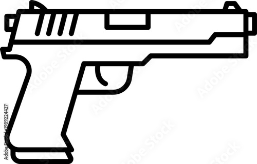 Handgun pistol weapon icon line art