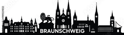 Braunschweig skyline silhouette a german cityscape in black and white
