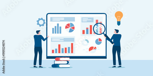 Data analysis and innovation visualized on a large digital screen