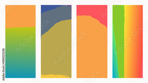 Four vertical rectangles display vibrant gradients of color
