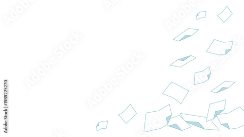 資料書類や紙が舞い落ちるビジネス用背景透過の見出しフレーム