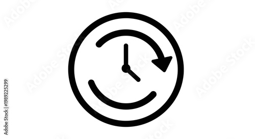 Clock Icon with Circular Arrow, Time Management and Workflow Concept