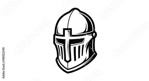 Crusader Knight Helmet with Cross Emblem, Medieval Warrior Headgear