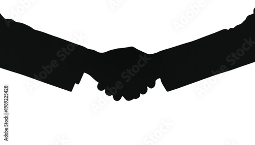 Handshake silhouette between two business partners represents a professional agreement and a successful corporate collaboration in a modern office environment with white background and copy space.