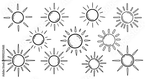 Collection of sun symbols icons.