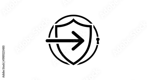 Cybersecurity Shield Icon with Arrow and Keyhole, Digital Security Concept