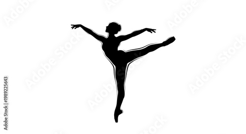 Silhouette of Female Ballet Dancer Leaping.