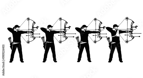 Archery Training Sequence: Athlete Demonstrating Bow and Arrow Techniques