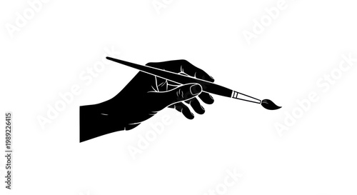 Artist's Hand Holding Paintbrush Silhouette - Creative Art and Design Concept