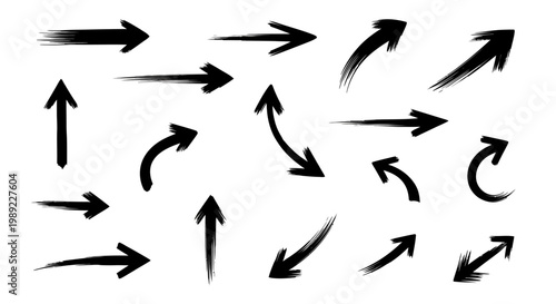 Collection of black arrows pointing directions.