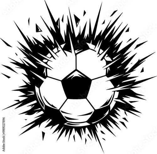 Black cat perched on a crescent moon with spiky stars isolated on white background