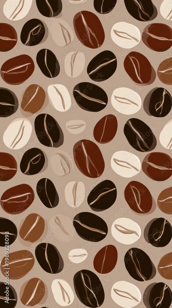 Obraz premium Seamless Coffee Beans Pattern Illustration. AI generative.