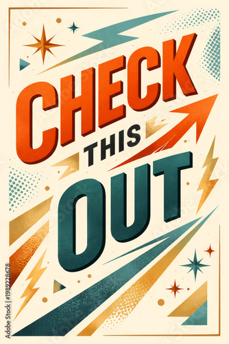 Vintage Style Check This Out Poster With Bold Retro Typography Graphics