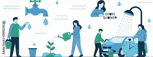 Sustainable green city with renewable energy infrastructure, solar panel farm and wind turbines, electric vehicles driving on smart eco road vector