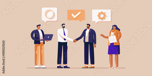 Tableau sur toile Business professionals collaborating and finalizing a successful agreement