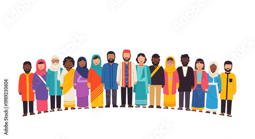 Diverse people, multicultural crowd, colorful illustration, vector people icons