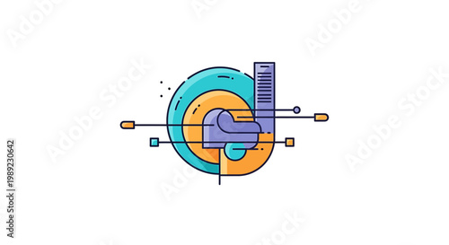 Geometric shapes, abstract icons, circular designs, modern symbols, colorful graphics