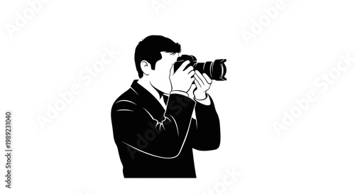 Man holding camera and taking photo.