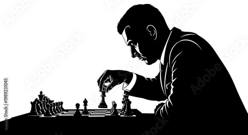 Man playing chess game strategy.
