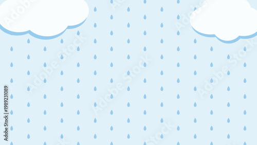 Simple rainy season background with raindrops pattern, light blue weather backdrop / シンプルな雨パターンの梅雨背景 ライトブルー天気背景