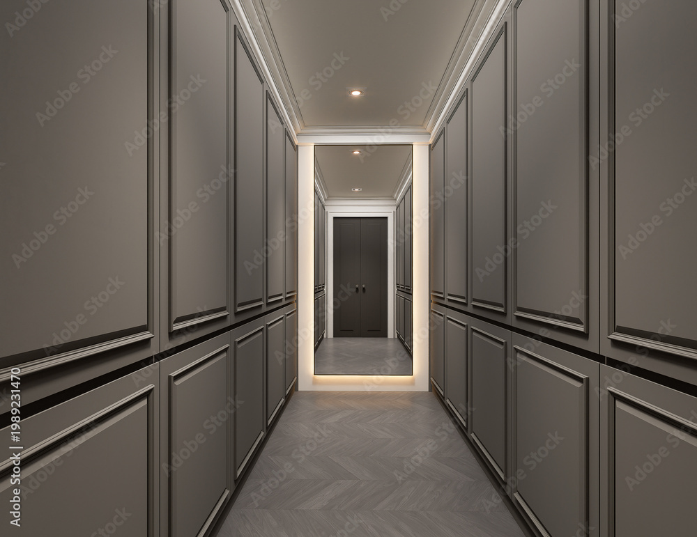 Fototapeta premium 3D visualization of a modern dressing room.