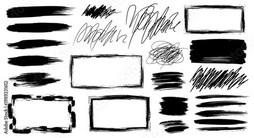 Black Brush Strokes and Rectangles.