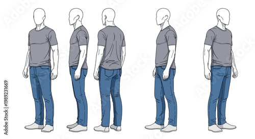 Man in casual clothes standing various.