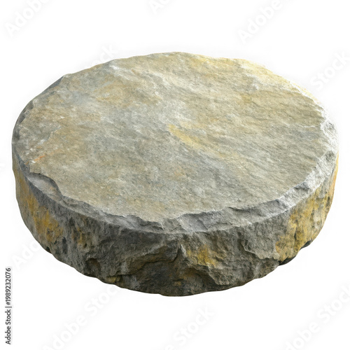 A large stone slab with a rough edge