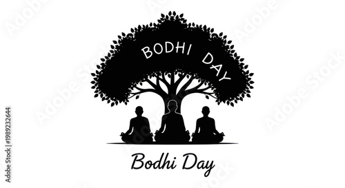 Bodhi Day Silhouette: Meditation Under Tree of Wisdom