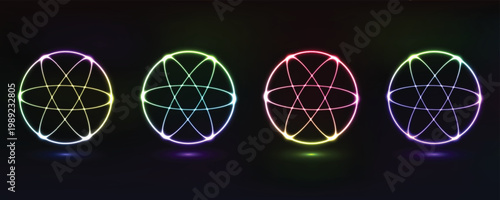 Neon ellipses a vibrant display of geometric light and color