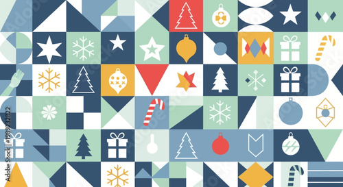 Christmas icons patchwork background