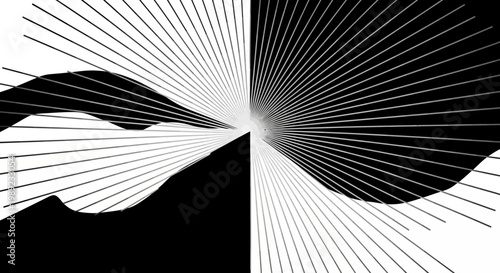 Black and white abstract background with geometric lines