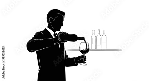 Man pouring wine into glass.