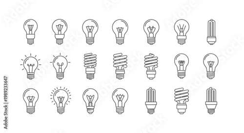 Collection of light bulb icons.