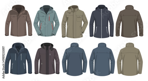 Variety of Mens Fashion Jackets Displayed.