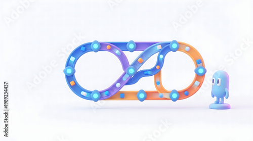 Automation Workflow Process Illustration 3D Style for SaaS, Productivity and System Concept