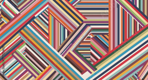Abstract Geometric Background with Colorful Diagonal Stripes and Lines