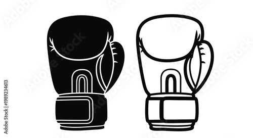 Pair of black boxing gloves in a striking graphic silhouette