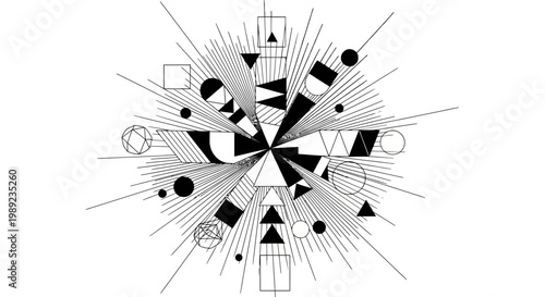 geometric abstract art, black and white