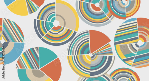 colorful pie charts on white background