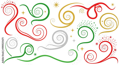 Set of Festive Christmas Swirls and Decorative Holiday Flourishes