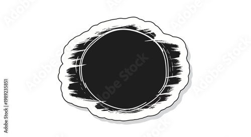 Black circle with white outline.