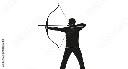 Man aiming bow and arrow.