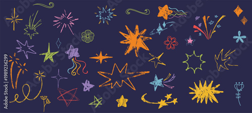Bilde på lerret Funky drawn stars and constellations